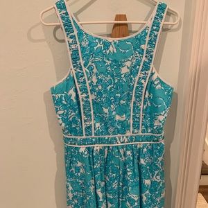 Lilly Pulitzer Aqua and White Apron Dress